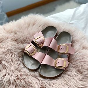 Pink with gold buckle Birkenstock’s (worn once)